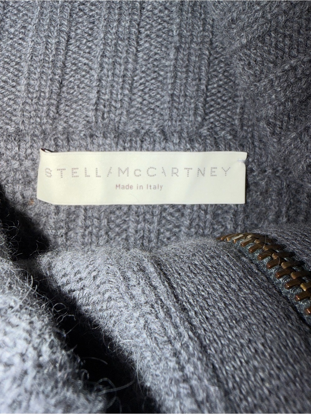 Stella McCartney Cashmere Blend Cable Knit Zip Sweater Jacket Italy Grey L/XL - Picture 6 of 8